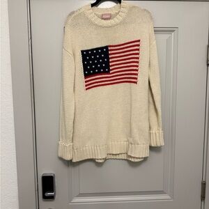 Show Me Your MuMu Beige Sweater with Flag Design